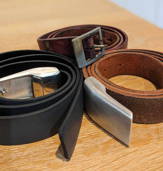 picture showing 3 different mens leather belts